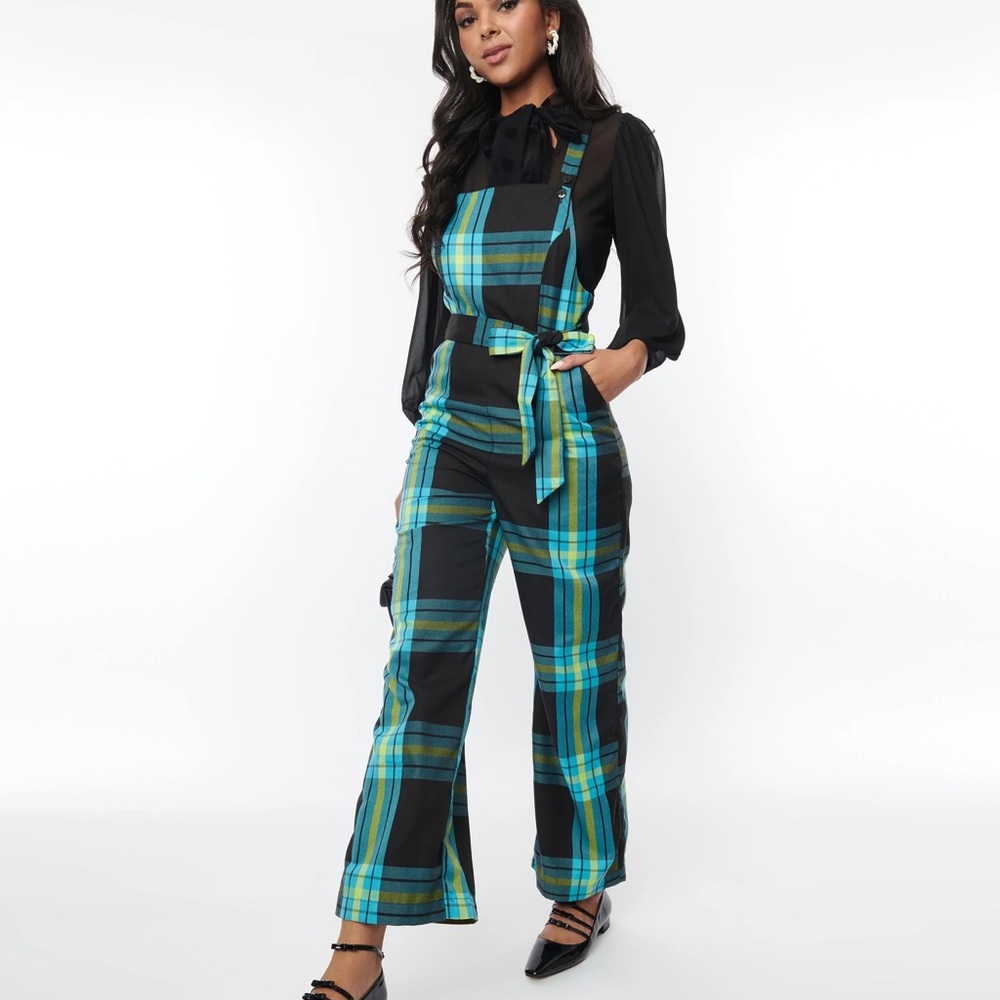 Collectif Clothing NWT teal celandine jumpsuit UK 6